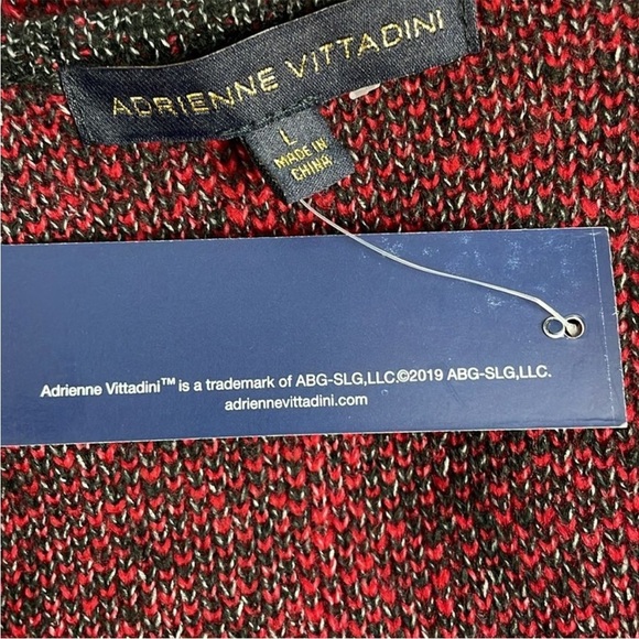 Adrienne Vittadini Red and Black Buffalo Plaid Open Front Cardigan. Size Large. - Picture 11 of 13